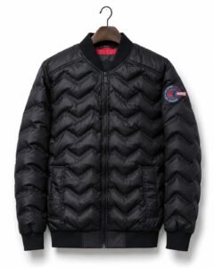 ADVID-MENS BLACK CHEVRON QUILTED BOMBER JACKET