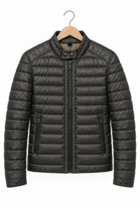ADVID-JACKET 104 NYLON POLY FILLED BAN COLLAR BUTTON LIGHT WEIGHT JACKET ZIPPER FULL SLEEVES OR BIKER JACKET
